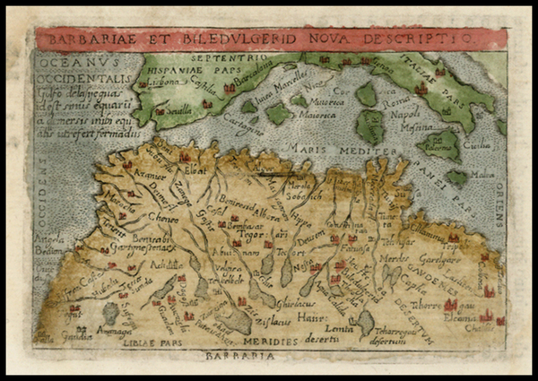 69-Mediterranean, North Africa and Balearic Islands Map By Abraham Ortelius / Philippe Galle