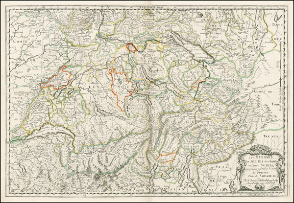 14-Switzerland and Italy Map By Nicolas Sanson