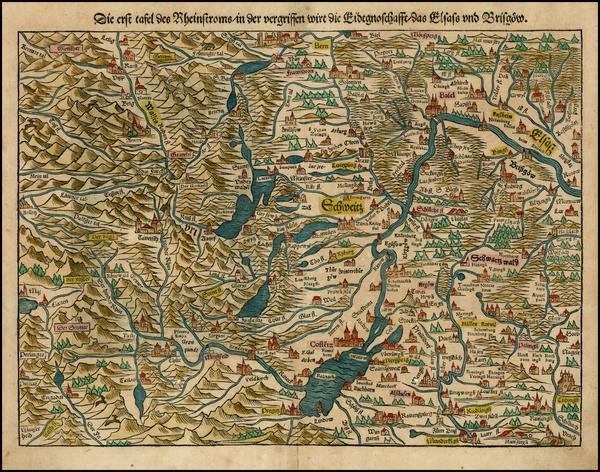 15-Switzerland and Germany Map By Sebastian Munster