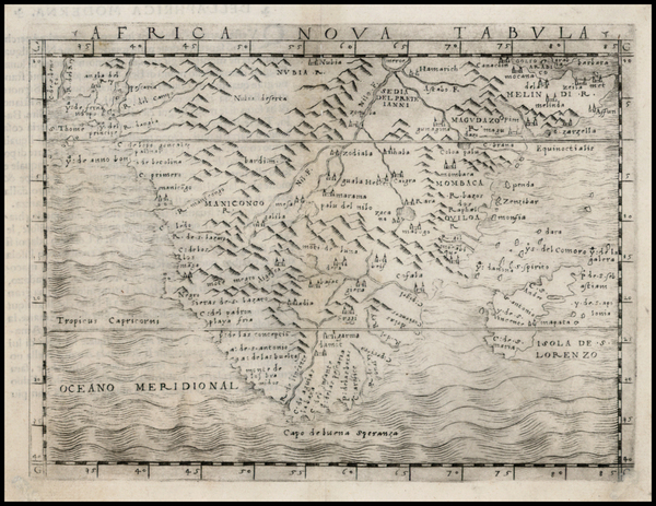 28-Africa, South Africa and African Islands, including Madagascar Map By Giacomo Gastaldi