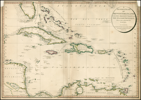 80-Florida, Caribbean and Central America Map By William Faden