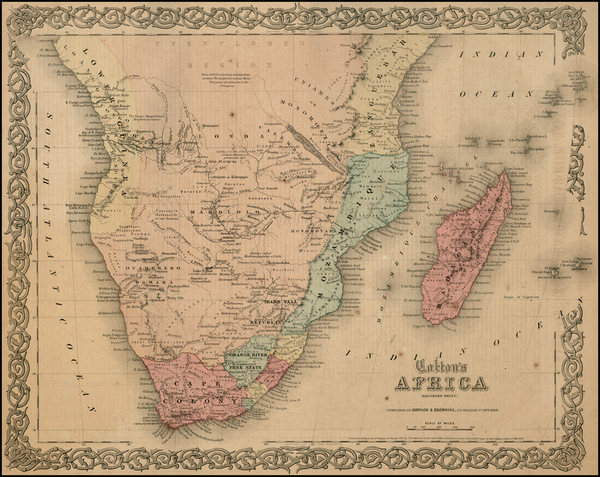 94-South Africa Map By Joseph Hutchins Colton