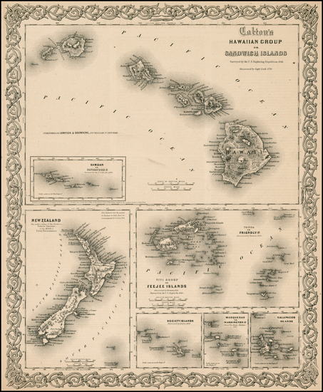 1-Hawaii and Hawaii Map By Joseph Hutchins Colton