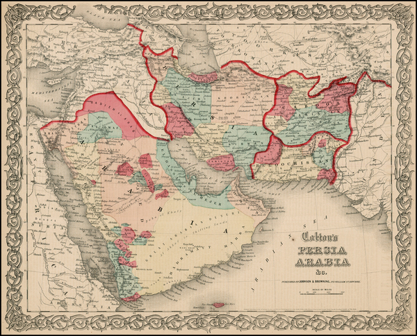 6-Central Asia & Caucasus and Middle East Map By Joseph Hutchins Colton