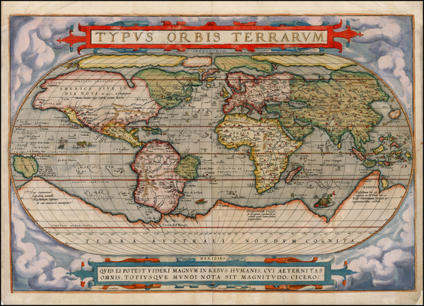 90-World and World Map By Abraham Ortelius