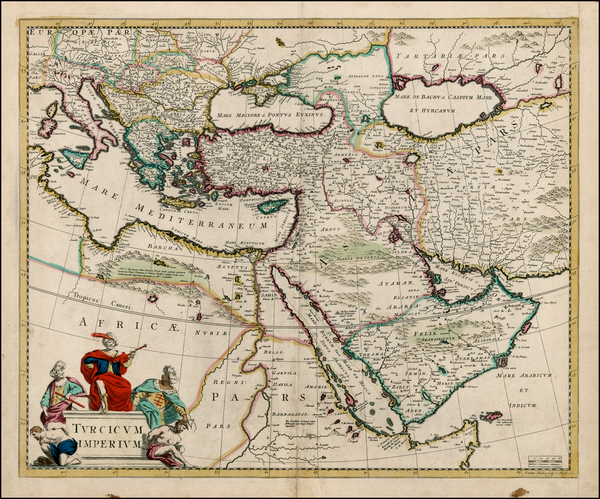 85-Turkey, Mediterranean, Middle East, Turkey & Asia Minor and Greece Map By Frederick De Wit