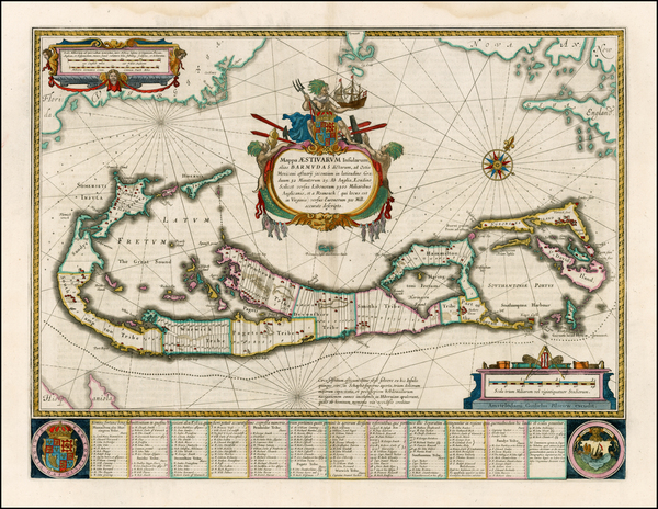 34-Atlantic Ocean and Caribbean Map By Willem Janszoon Blaeu