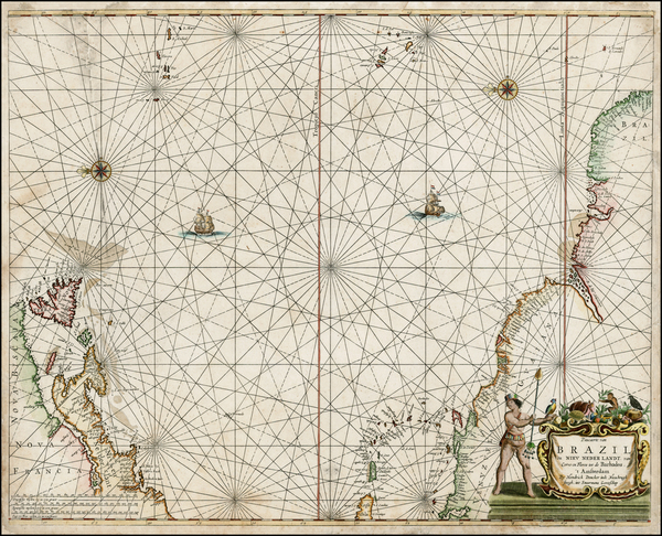 94-Atlantic Ocean, New England, South America and Canada Map By Hendrik Doncker