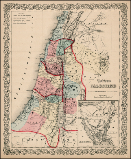 9-Holy Land Map By Joseph Hutchins Colton