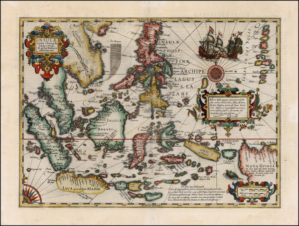 88-Asia, Southeast Asia, Philippines, Australia & Oceania and Oceania Map By Jodocus Hondius