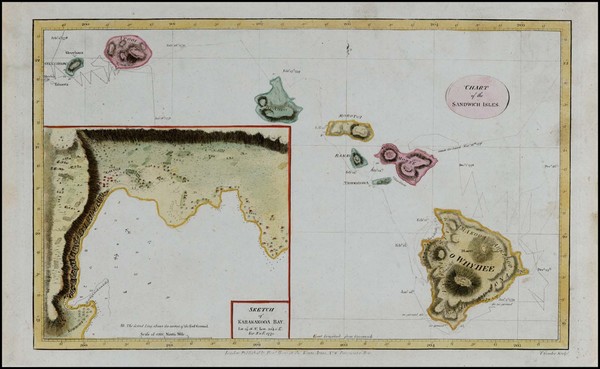 82-Hawaii and Hawaii Map By James Cook