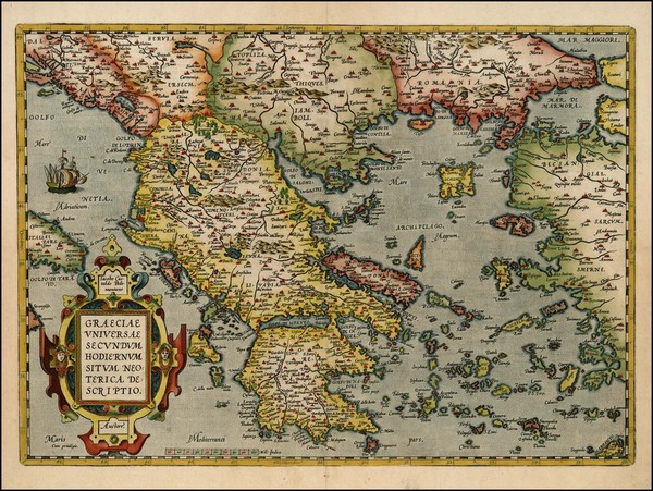 88-Balkans, Balearic Islands and Greece Map By Abraham Ortelius