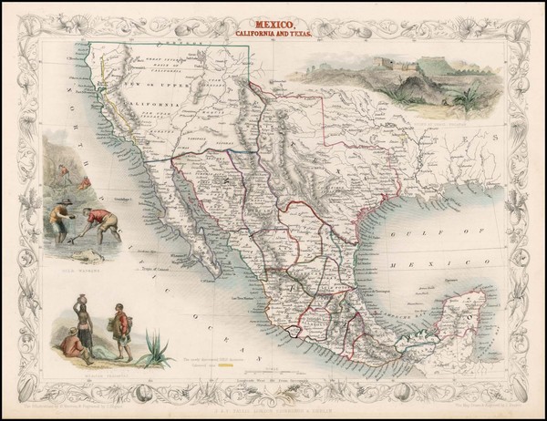 46-Texas, Southwest, Rocky Mountains, Mexico and California Map By John Tallis