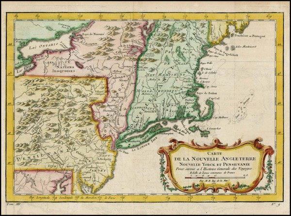 53-New England and Mid-Atlantic Map By Jacques Nicolas Bellin