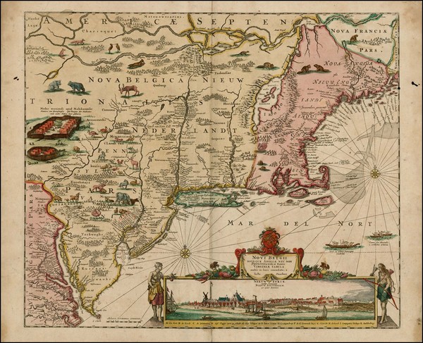 41-New England, Mid-Atlantic and Canada Map By Justus Danckerts