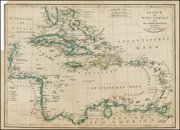 19-Caribbean and Central America Map By Weimar Geographische Institut