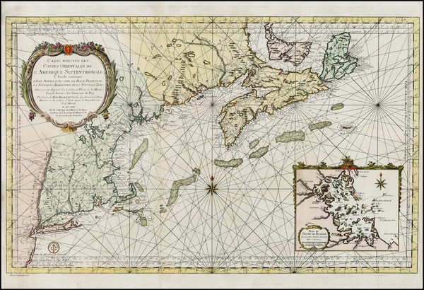 5-New England and Canada Map By Jacques Nicolas Bellin