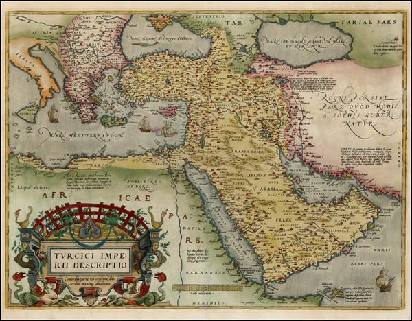 85-Turkey, Mediterranean, Middle East and Turkey & Asia Minor Map By Abraham Ortelius