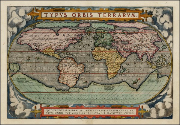 54-World and World Map By Abraham Ortelius