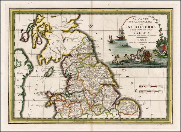 93-British Isles and France Map By Giovanni Maria Cassini