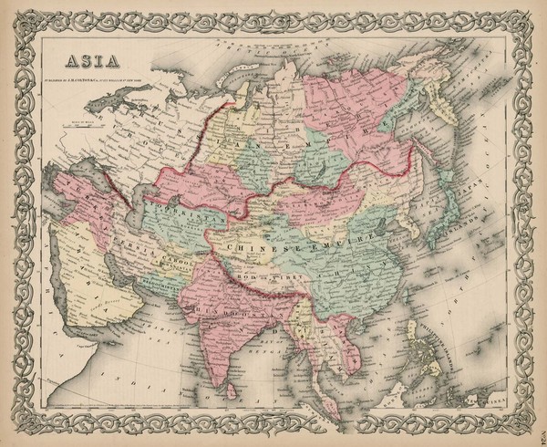 69-Asia and Asia Map By Joseph Hutchins Colton