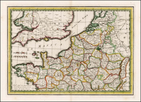 59-British Isles and France Map By Giovanni Maria Cassini