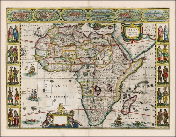 55-Africa and Africa Map By Jodocus Hondius