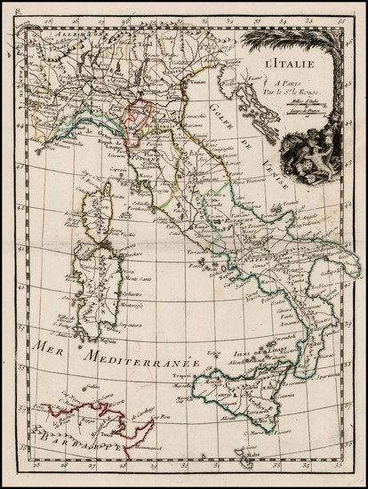 64-Italy and Balearic Islands Map By George Louis Le Rouge