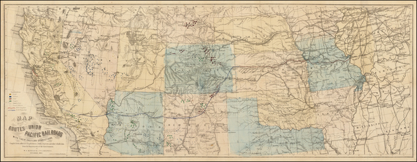 85-United States, Texas, Midwest, Plains, Southwest, Rocky Mountains and California Map By William