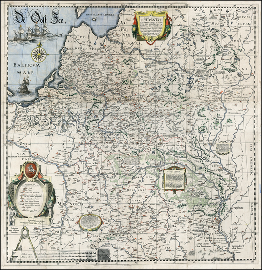 38-Poland, Russia, Ukraine and Baltic Countries Map By Willem Janszoon Blaeu / Hessel Gerritsz