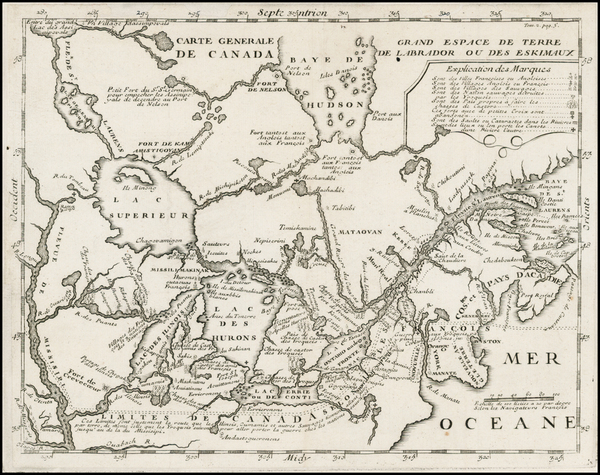 68-Midwest, Plains and Canada Map By Baron de Lahontan