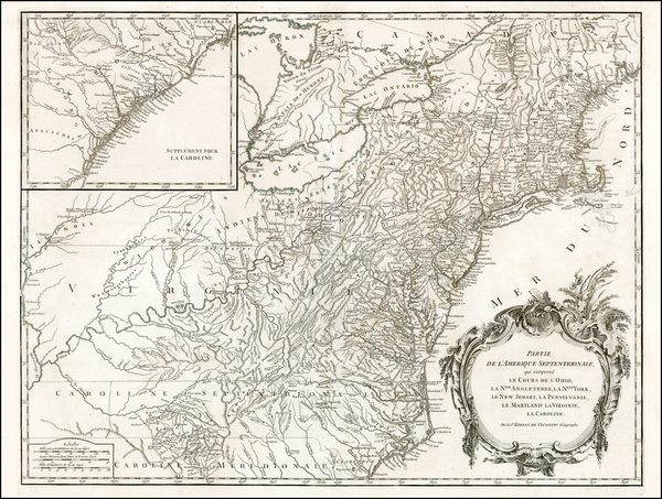 64-New England, Mid-Atlantic and Southeast Map By Didier Robert de Vaugondy