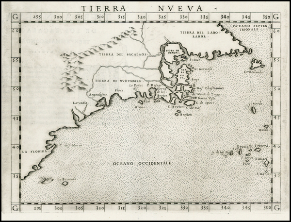 15-New England, Southeast and Canada Map By Girolamo Ruscelli