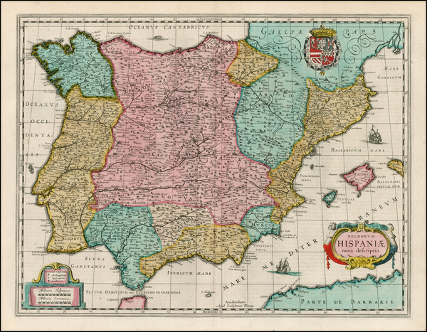 15-Spain and Balearic Islands Map By Willem Janszoon Blaeu