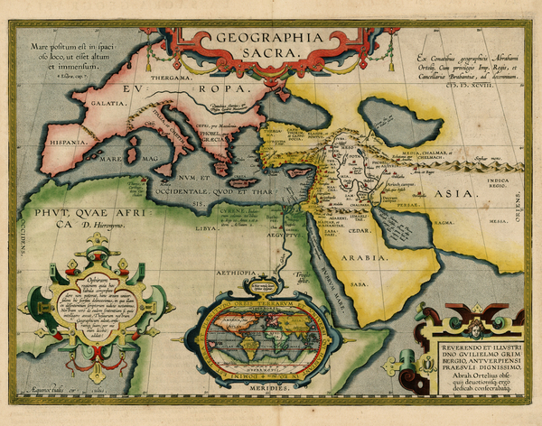 17-World, Europe, Europe, Middle East, Holy Land, Africa and Africa Map By Abraham Ortelius