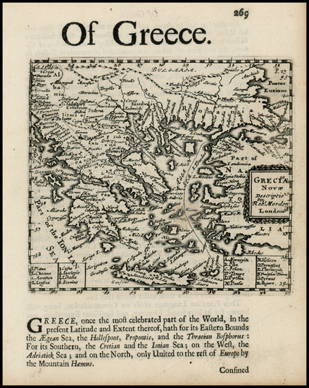 96-Mediterranean, Balearic Islands and Greece Map By Robert Morden