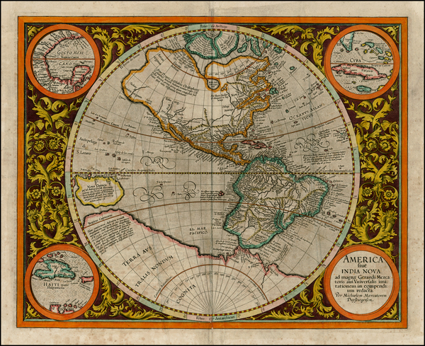 62-World, Western Hemisphere, Polar Maps, South America and America Map By Michael Mercator