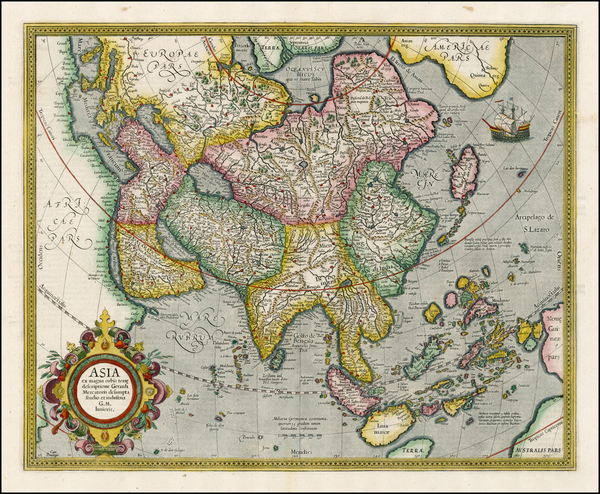 69-Asia and Asia Map By Gerhard Mercator