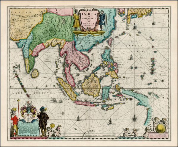 82-China, India and Southeast Asia Map By Willem Janszoon Blaeu