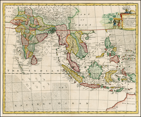 73-India, Southeast Asia, Philippines and Australia Map By Emanuel Bowen