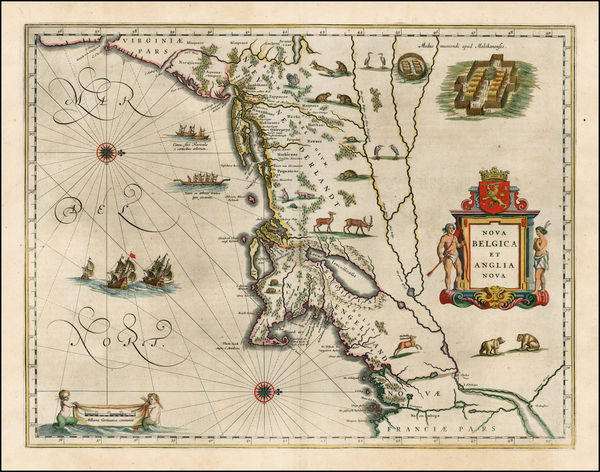 79-New England and Mid-Atlantic Map By Willem Janszoon Blaeu