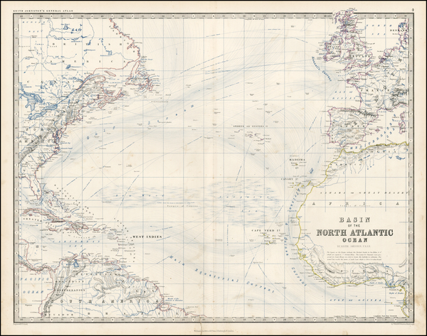 89-Atlantic Ocean Map By W. & A.K. Johnston