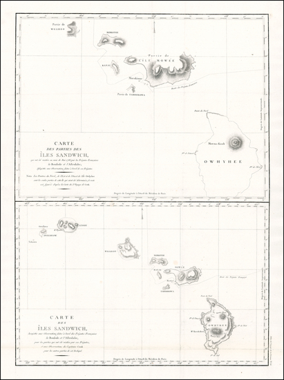 70-Hawaii and Hawaii Map By Jean Francois Galaup de La Perouse