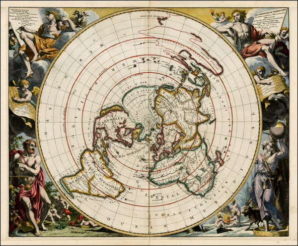 42-World, World and Polar Maps Map By Pieter van der Aa