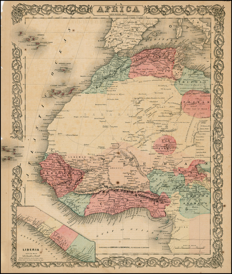 30-Africa Map By Joseph Hutchins Colton