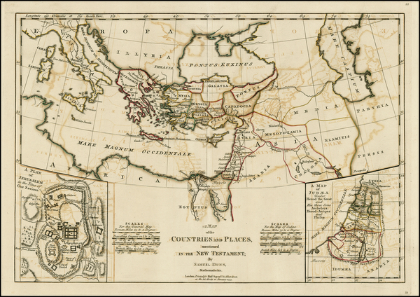 85-Mediterranean, Central Asia & Caucasus, Middle East and Holy Land Map By Samuel Dunn