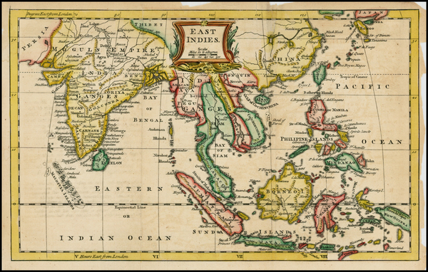 93-China, India, Southeast Asia and Philippines Map By Thomas Jefferys