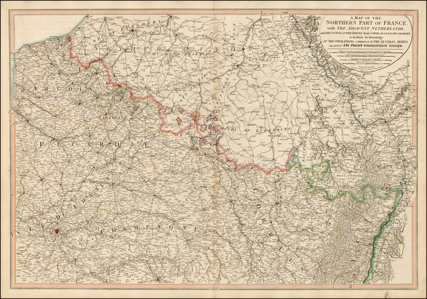 41-Belgium, Luxembourg, France and Germany Map By William Faden