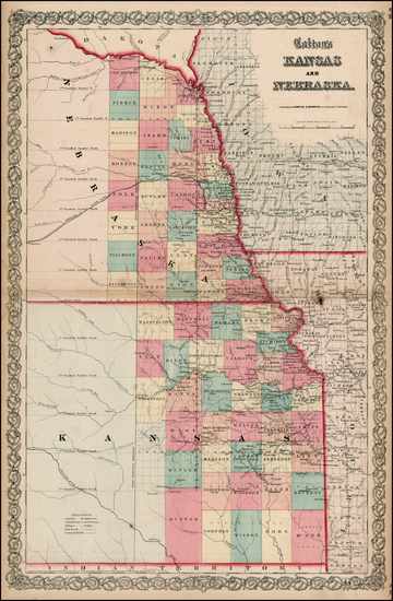 49-Plains Map By Joseph Hutchins Colton