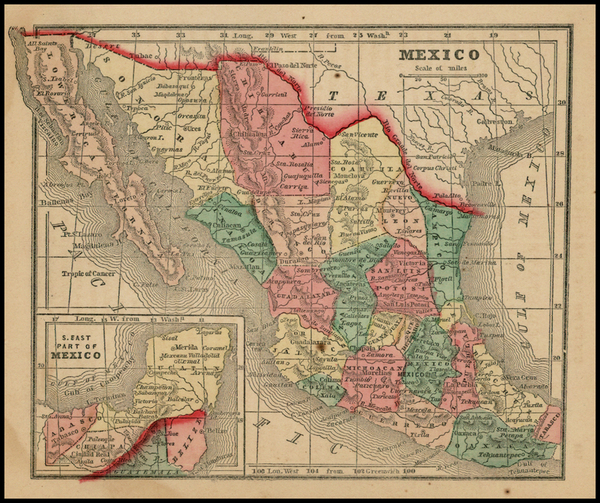 93-Mexico Map By Sidney Morse  &  Samuel Gaston